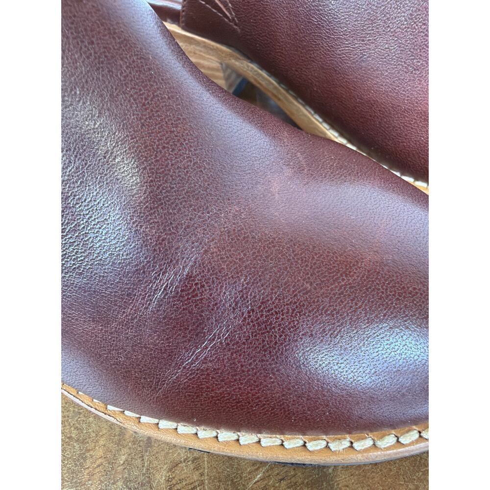 Patina Portland Leather Brown Leather Stacked Heel Mules Size 5.5 Mexico - Picture 5 of 11